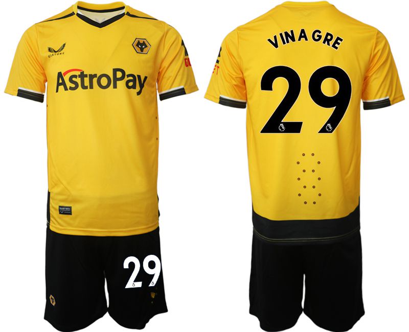 Men 2022-2023 Club Wolverhampton Wanderers home yellow 29 Soccer Jersey